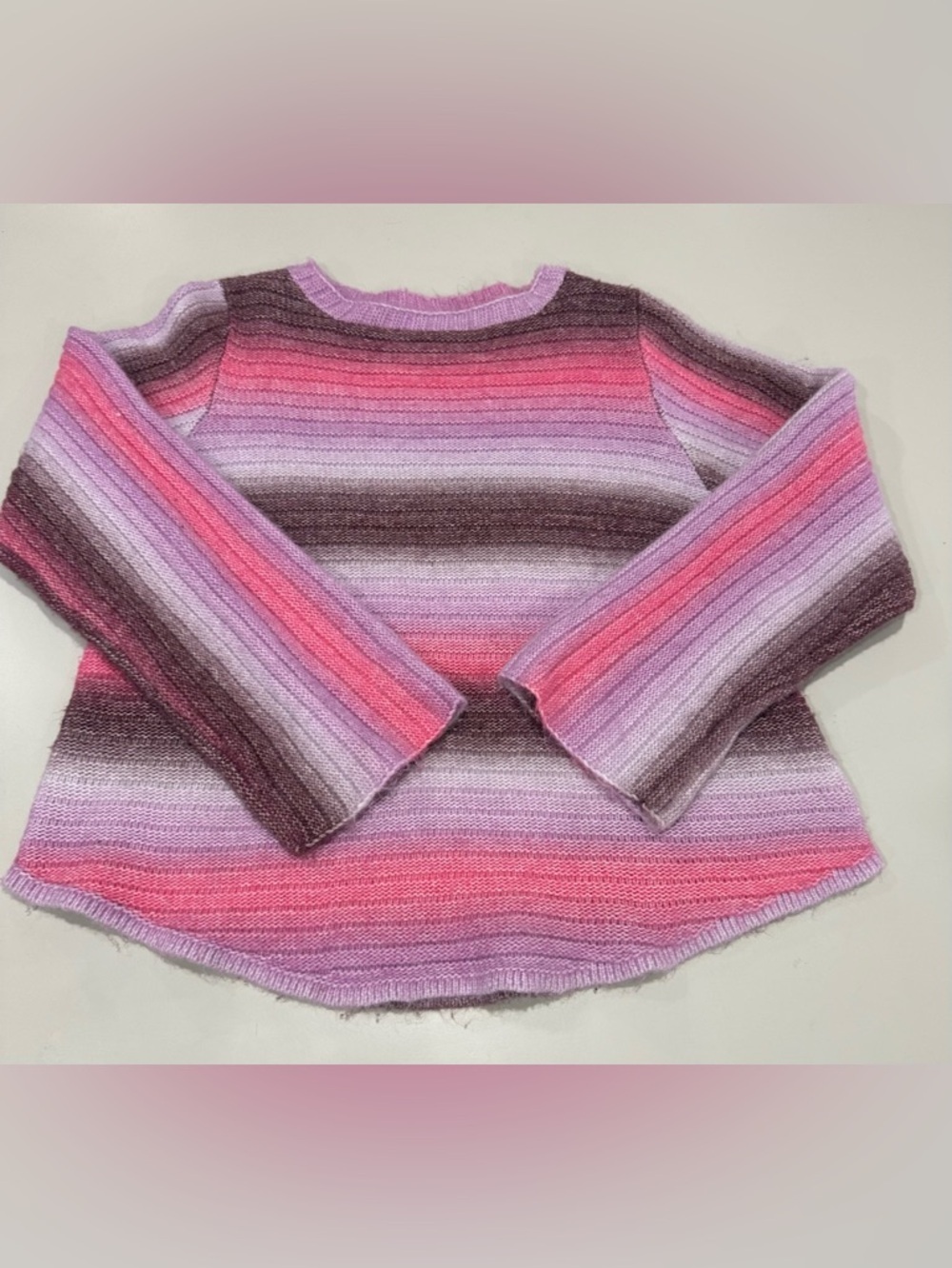Jessica Simpson Pink, Lavender & Brown Striped Crewneck Sweater